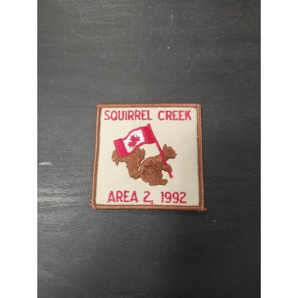 1992 Squirrel Creek Area 2 Scout Patch Canada Maple Leaf Flag Vintage Retro - Picture 1 of 3